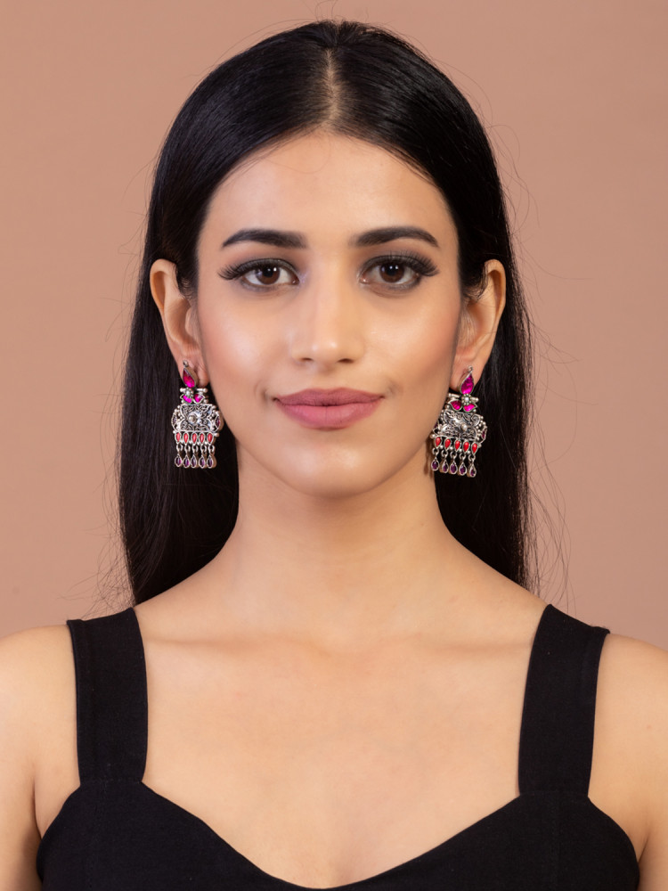 ROSY RED FLOWER EARRINGS