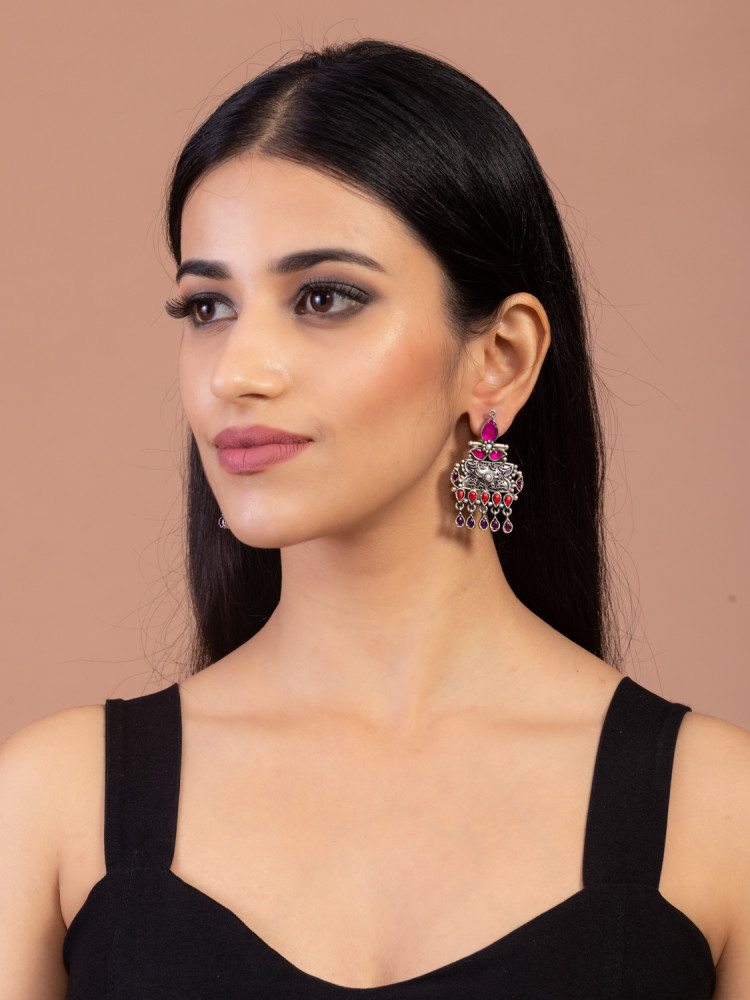 ROSY RED FLOWER EARRINGS