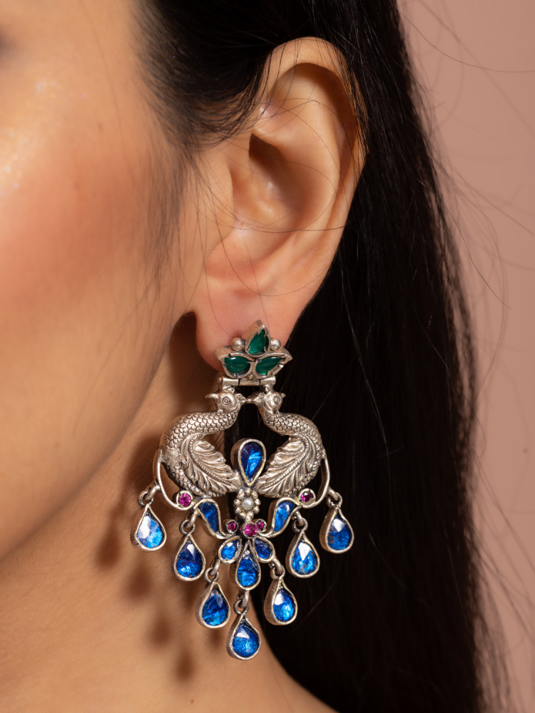 HEART OF PEACOCK EARRINGS