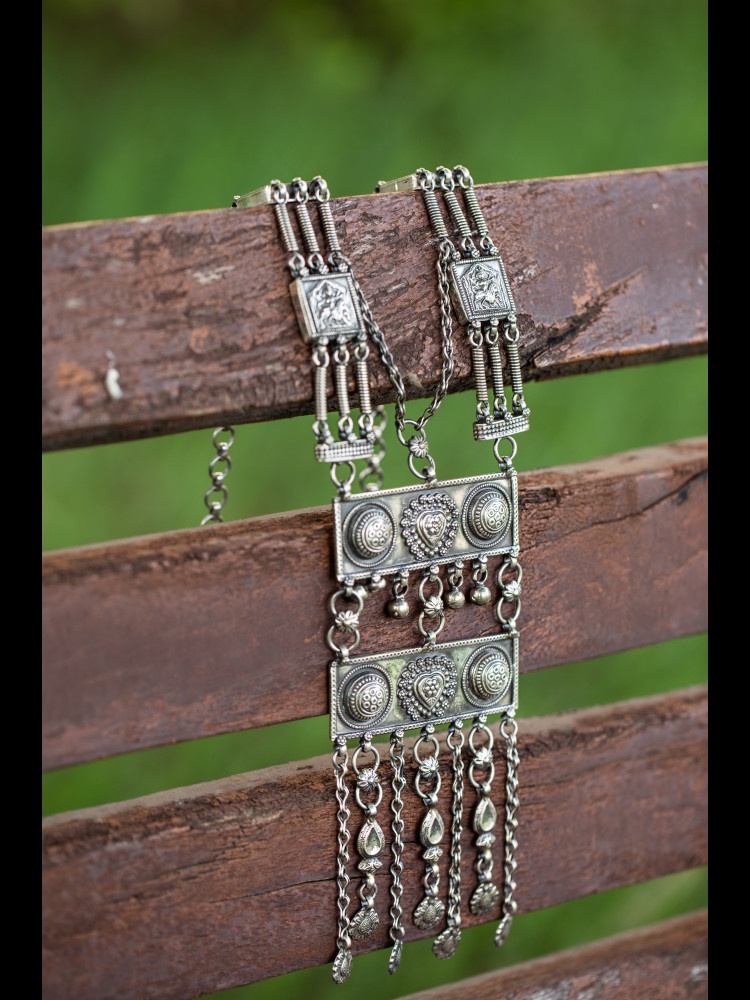 ESTATE SILVER NECKLACE INSPIRED BY TURKMEN CRAFT